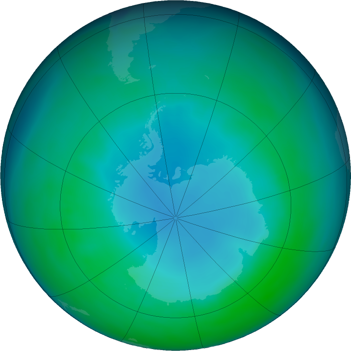 Antarctic ozone map for May 2017